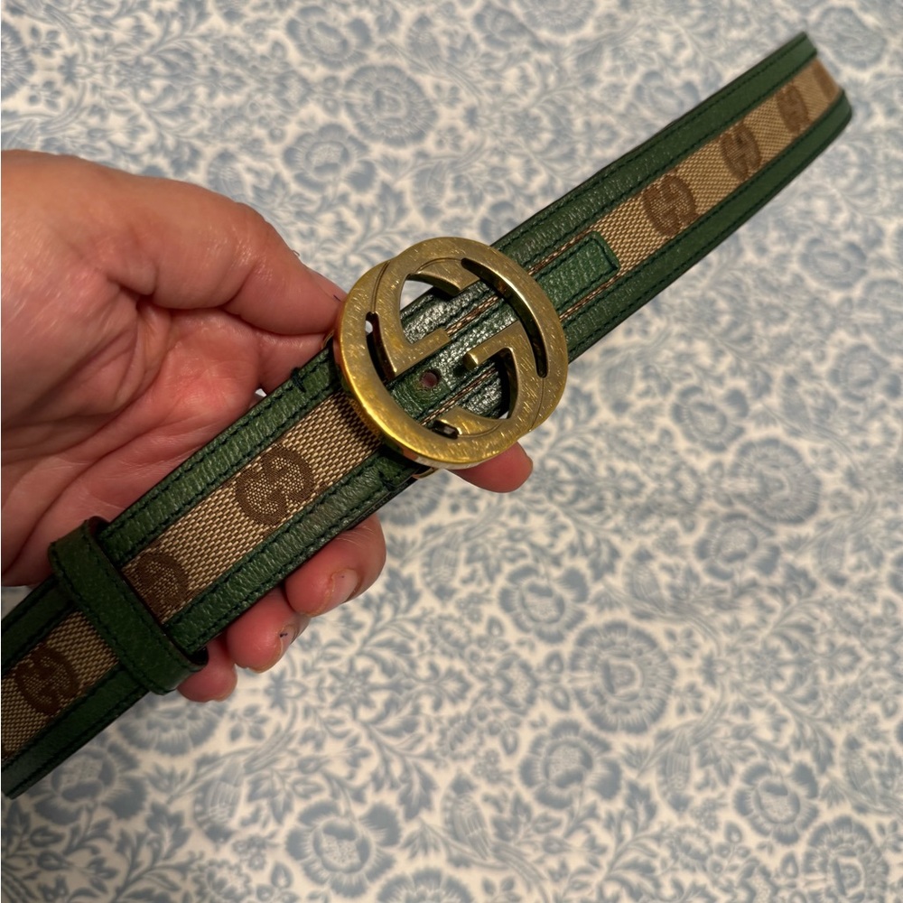 Gucci Brown & Green Leather Belt